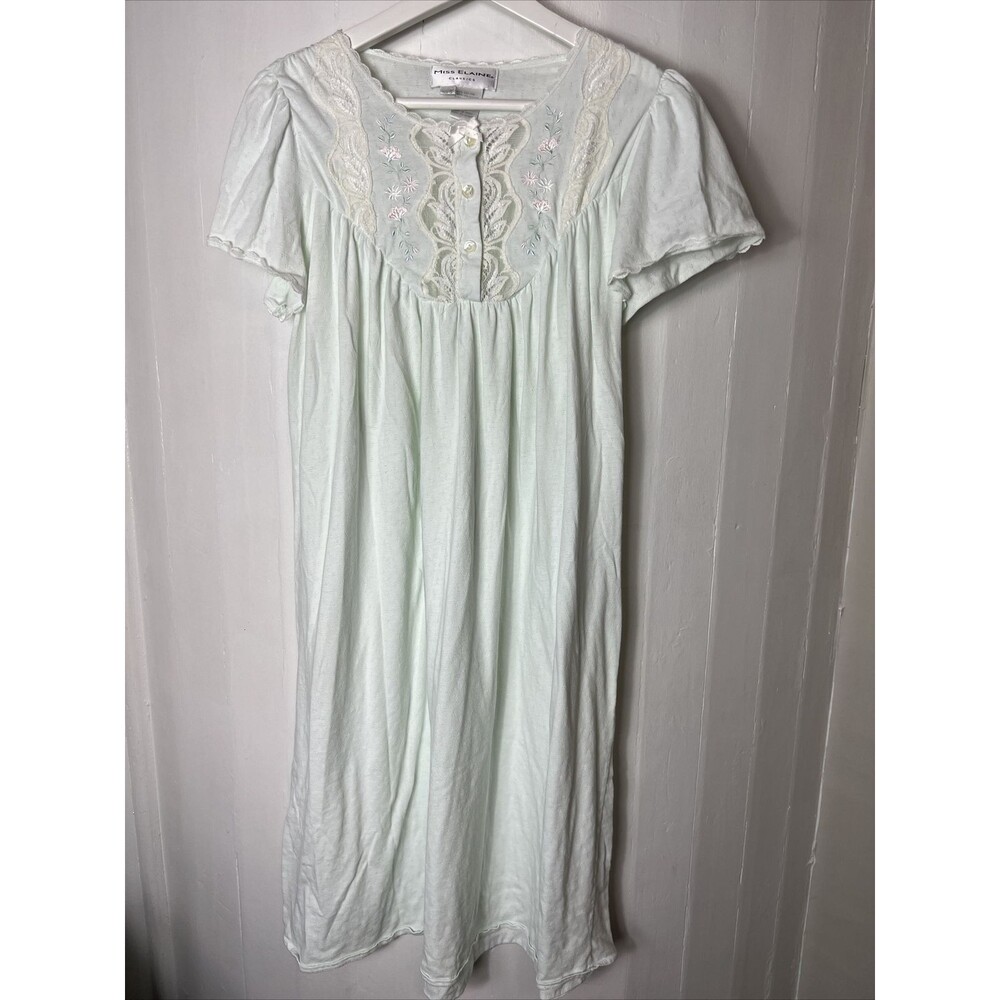 Aria Nightgown Womens Small Mint Green Short Sleeve Soft Sleepwear Cotton